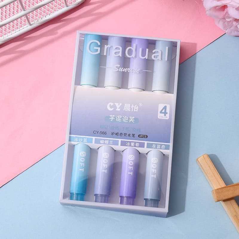 Gradient color highlighter color high value color key mark student marker pen eye protection large capacity highlighter pen 7