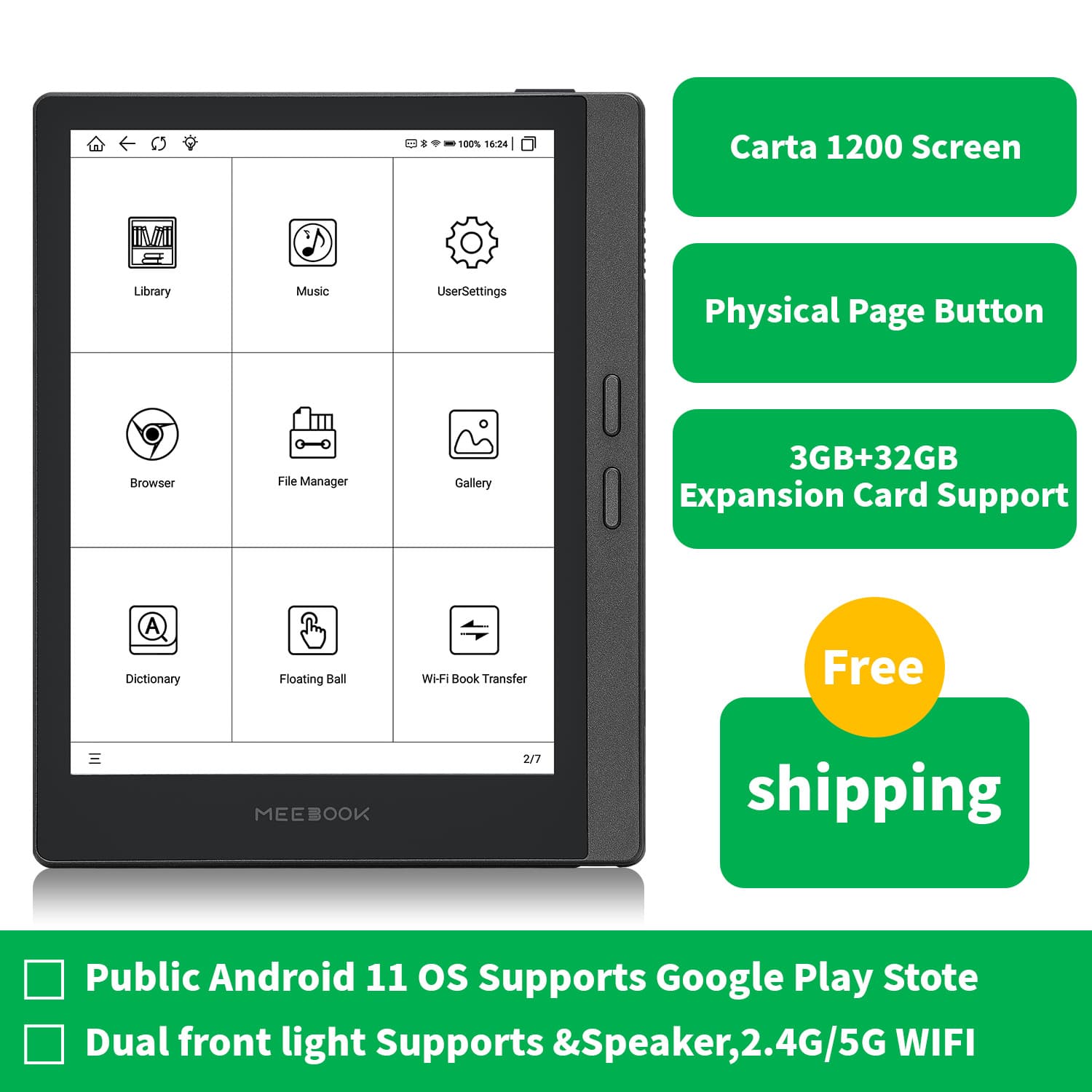 6.8-inch M7 e-reader MEEBOOK e-paper book 3+32G300PPI HD ink screen Android system 4