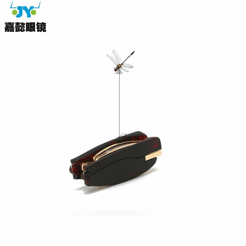 Cross-border portable compact hook leather bag folding reading glasses 360-degree rotating three-section full-wrapped reading glasses for the elderly 1