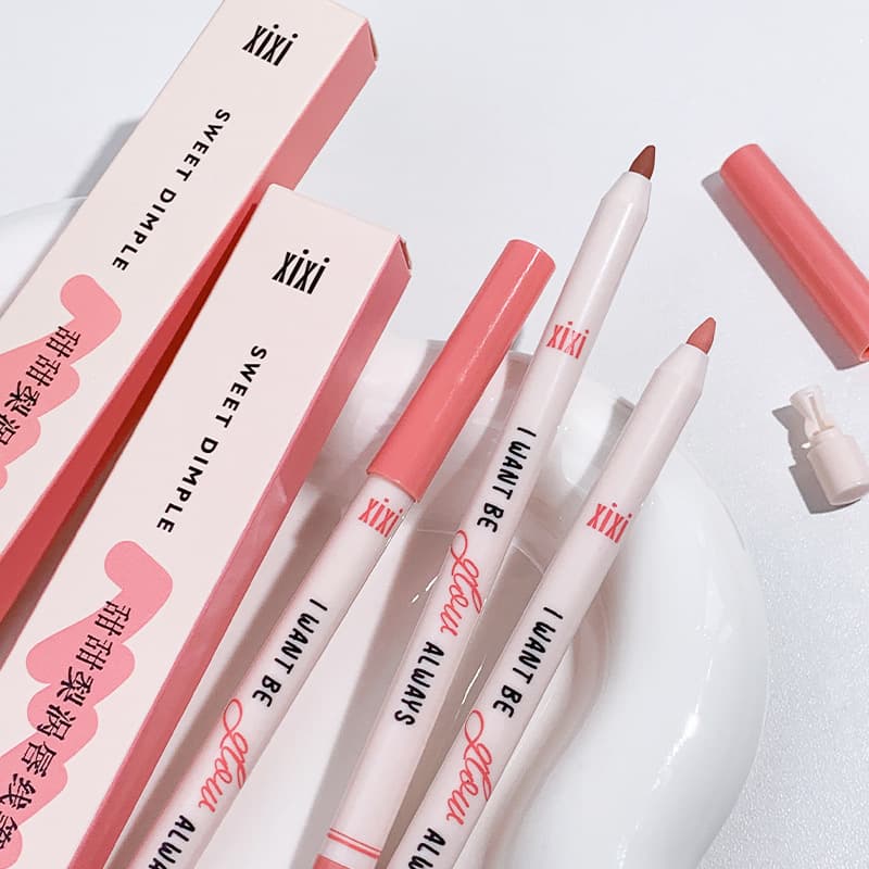 xixi Sweet Pear Swirl Lip Liner Soft Mist Matte Nude Lipstick Pen One-stroke Outline Lip Shape Beauty Pen with Sharpener
