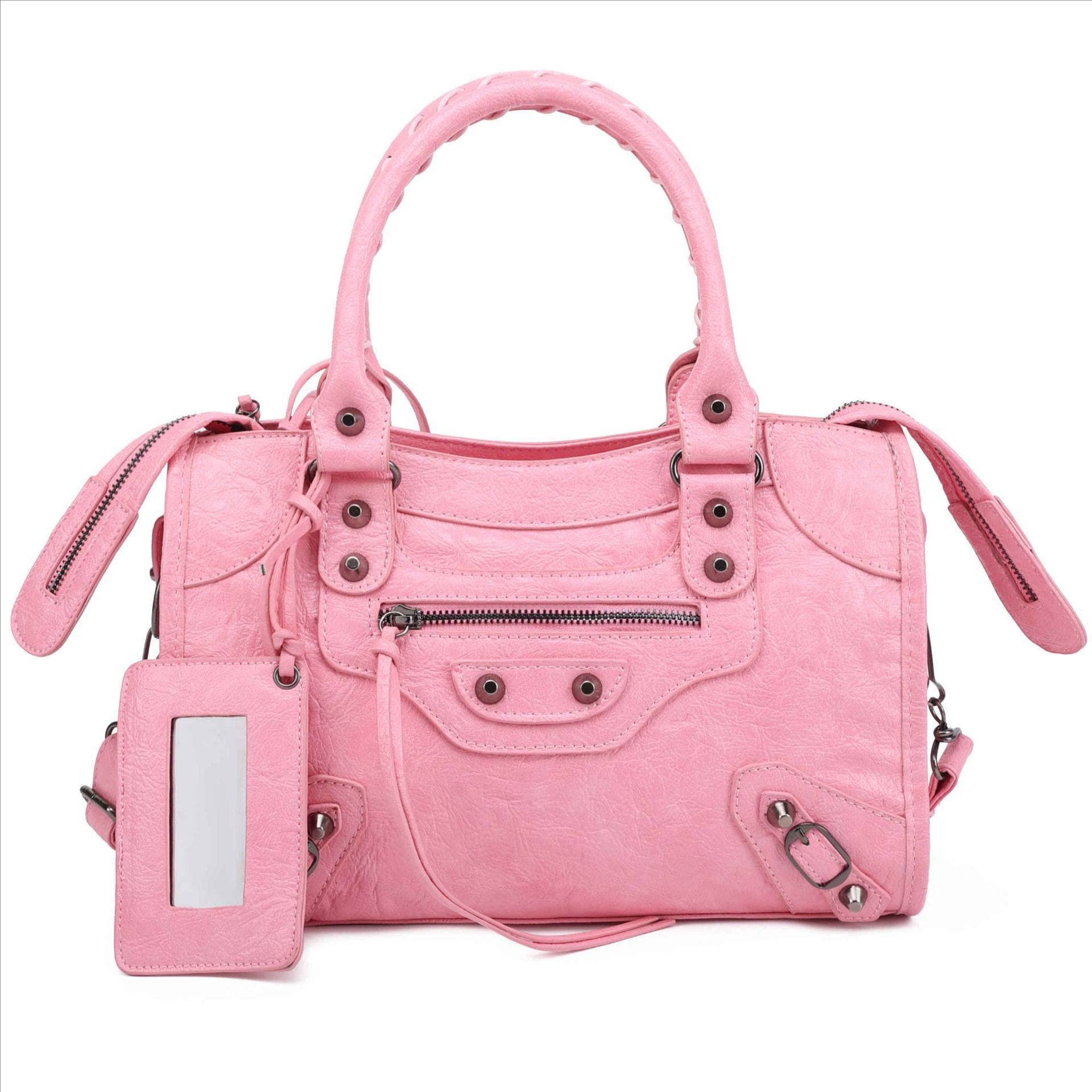 High-end hot girl punk biker bag large capacity tote shoulder crossbody portable fashionable simple Parisian women's bag 9