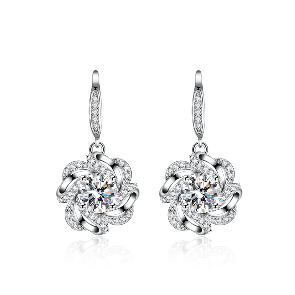 Cross-border s925 sterling silver ring pendant necklace earrings jewelry moissanite one carat flower three-piece jewelry set 6