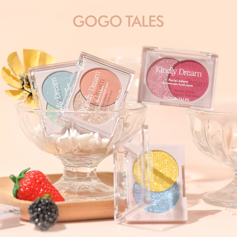 GOGO TALES Gogo dance luminous two-color eyeshadow palette matte pearlescent blue-green purple smoky pure wild makeup student 1