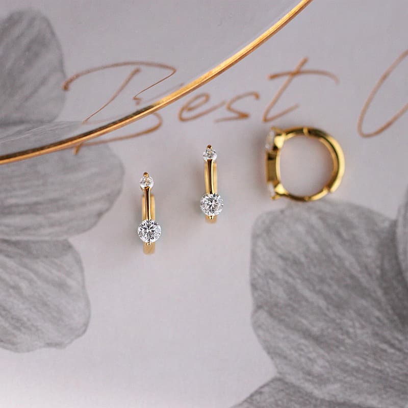 Niche design, high-end rhinestone earrings, silver earrings, temperament and personality, small earrings, women's earrings, ear bone rings