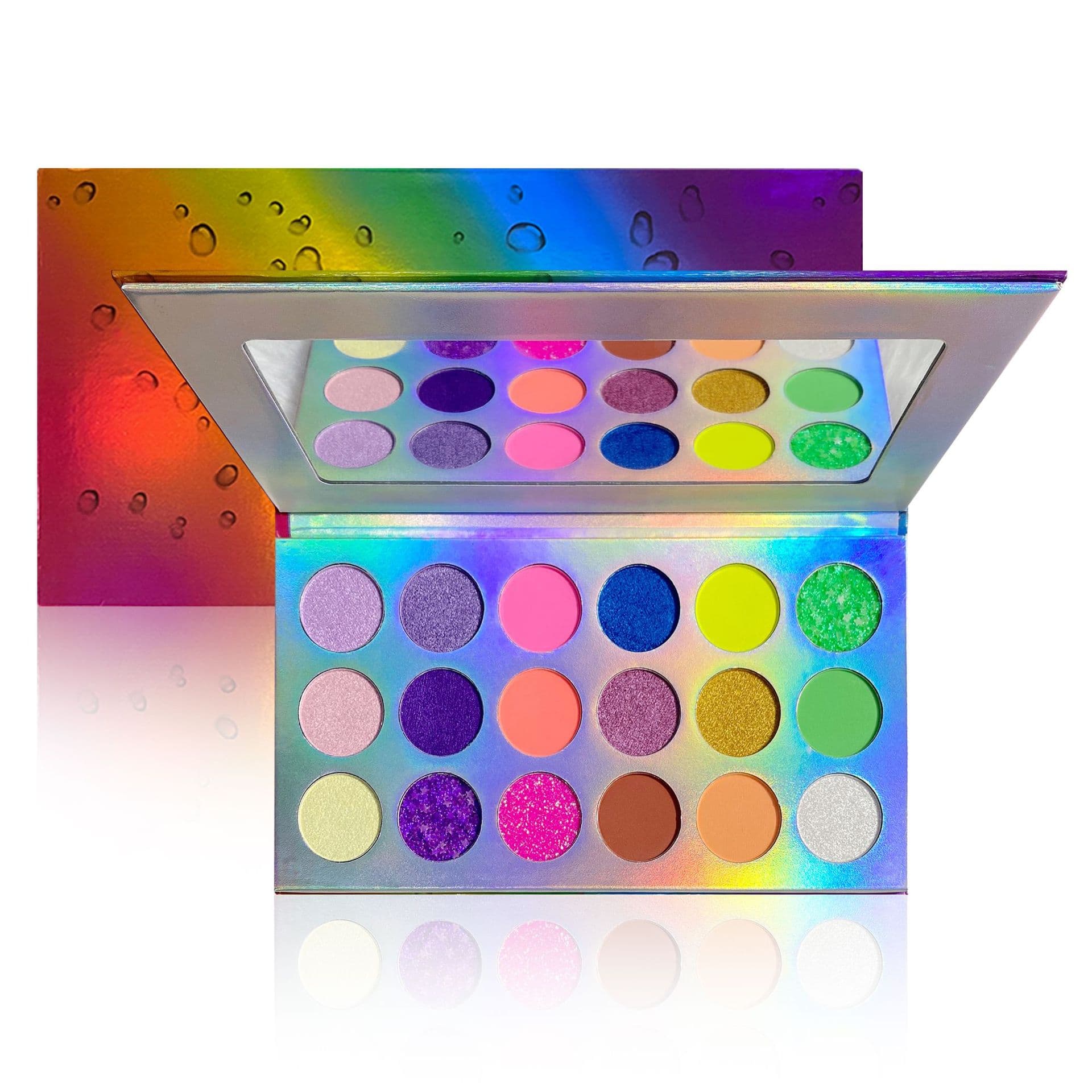 18-color luminous eye shadow, colorful fluorescent powder makeup palette, glitter eye shadow, 18-color eye shadow, rainbow palette stage makeup 1