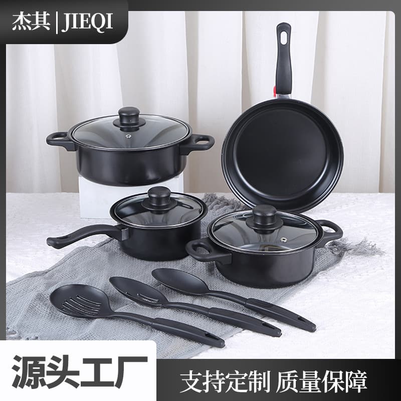 Cross-border medical stone pot set household household less oil fume induction cooker non-stick pot kitchen durable cooking kitchen set 2