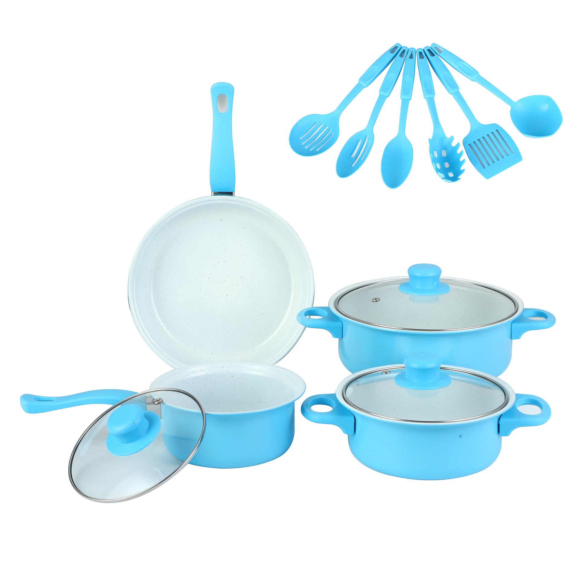 Cross-border medical stone pot set household household less oil fume induction cooker non-stick pot kitchen durable cooking kitchen set 8