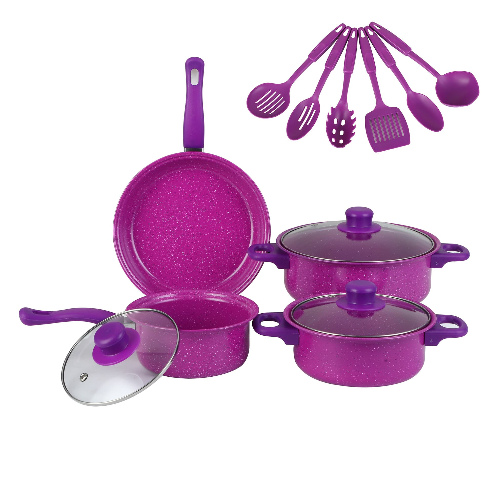 Cross-border medical stone pot set household household less oil fume induction cooker non-stick pot kitchen durable cooking kitchen set 10