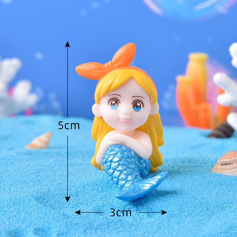 Mermaid Landscape Cartoon Doll Fish Tank Landscaping Accessories Creative Resin Blind Box Figure Trendy Decorative Gift 7