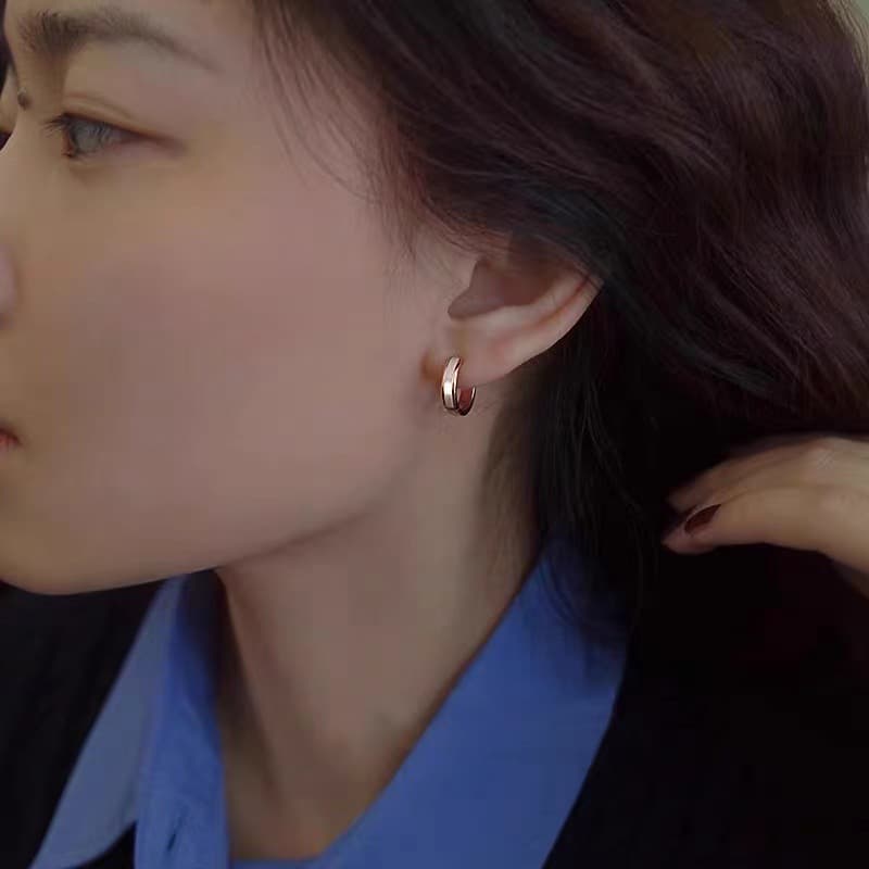 Simple plain hoop earrings for women 2023 new popular niche ins high-end light luxury cold style design earrings 3