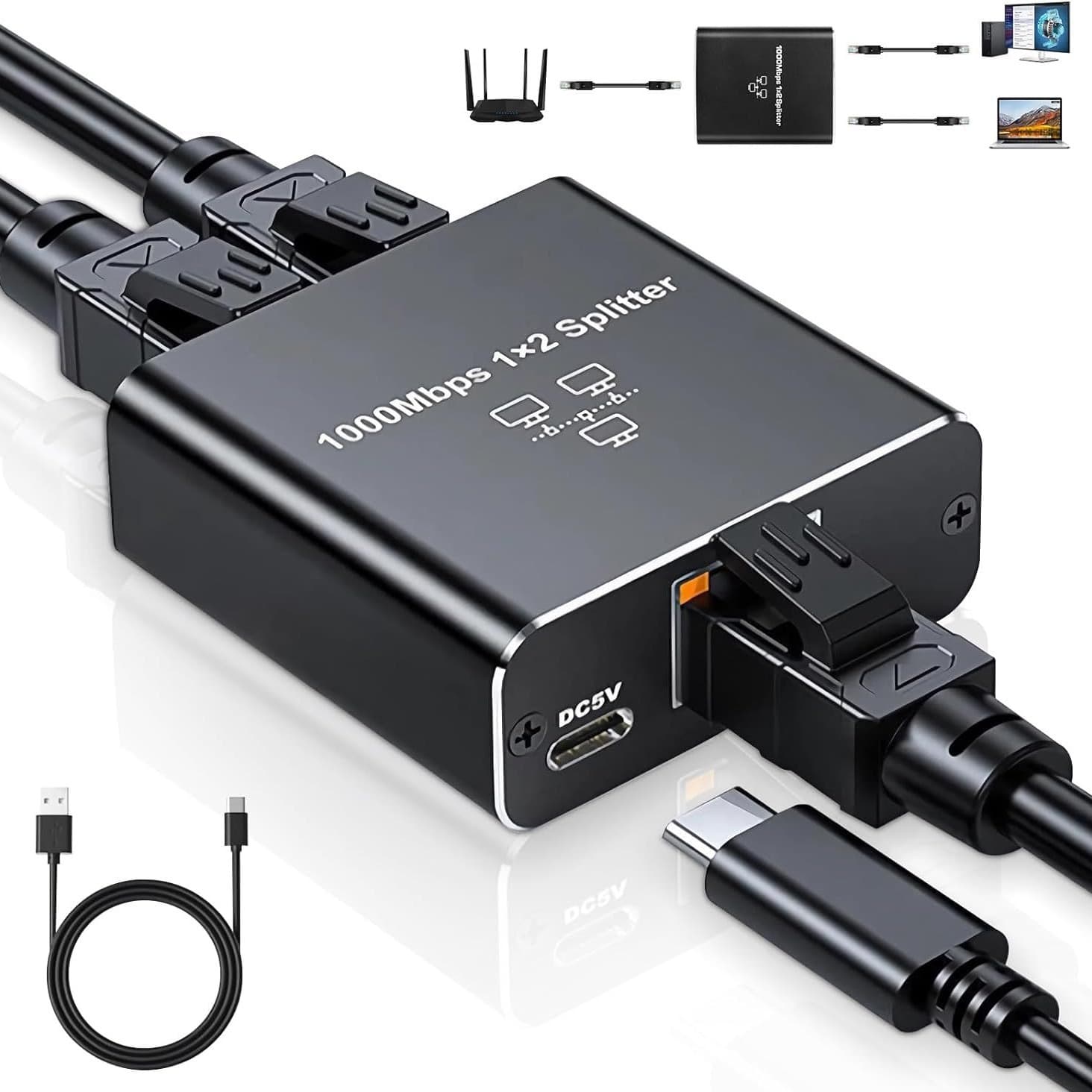 Router Gigabit network distributor 1 point 2 network separation switch one point 2 splitter adapter RJ45 1