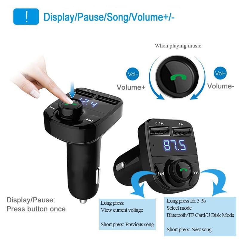 X8 car bluetooth receiver charger lossless sound quality fm transmitter plug into truck mp3 bluetooth player 3