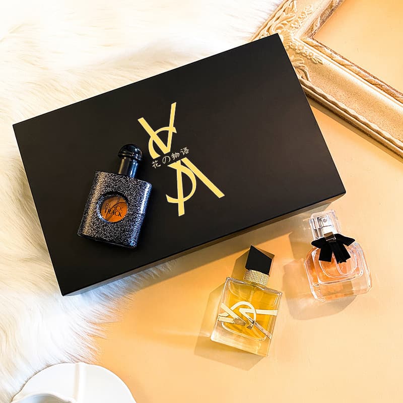 Ready-made Flower Story Douyin Kuaishou Women's Perfume Set Black Opium Three-piece Men's Perfume Gift Box