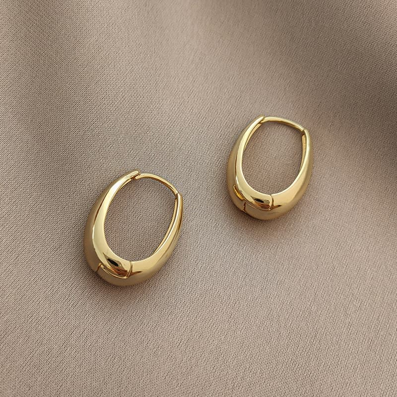 Gold Pigment Hoop Earrings Silver Earrings Women's 2023 New Trendy Earrings Niche Design High-end Earrings Earrings 2