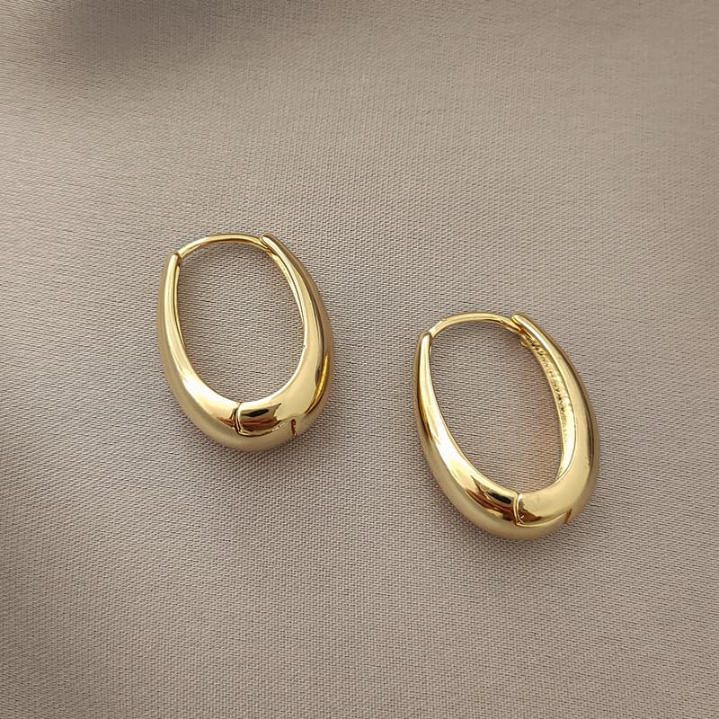 Gold Pigment Hoop Earrings Silver Earrings Women's 2023 New Trendy Earrings Niche Design High-end Earrings Earrings 3
