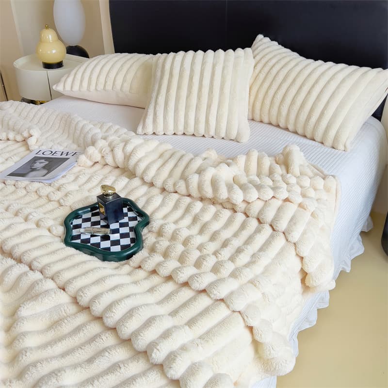 Rabbit down blanket solid color winter season bedding thickened warm milk velvet blanket flannel cover blanket nap sofa blanket 1