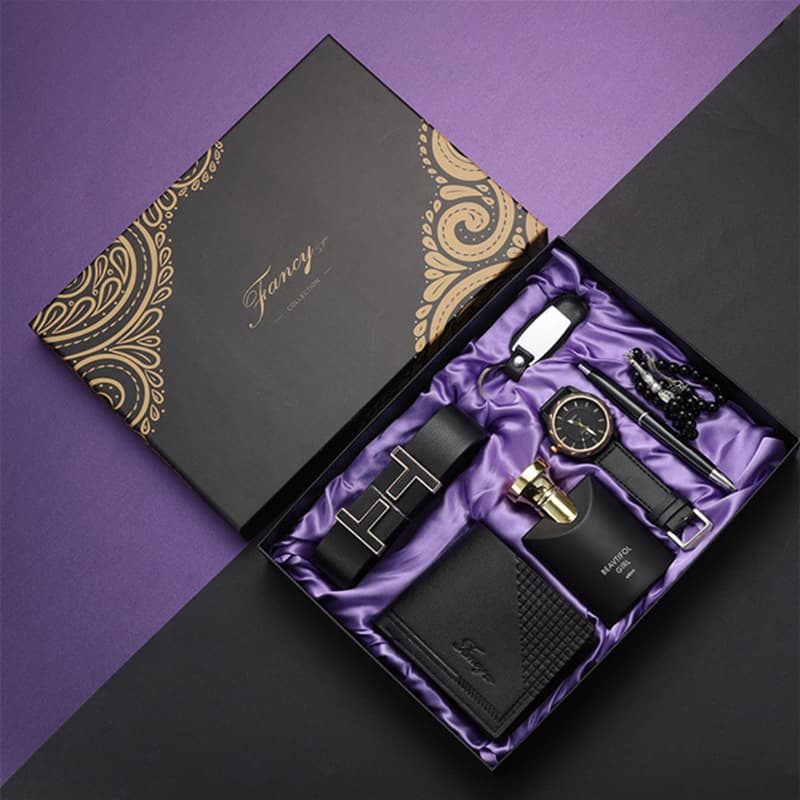 Cross-border souvenir business gift set leather belt wallet perfume key chain pen men's quartz watch watch case 2
