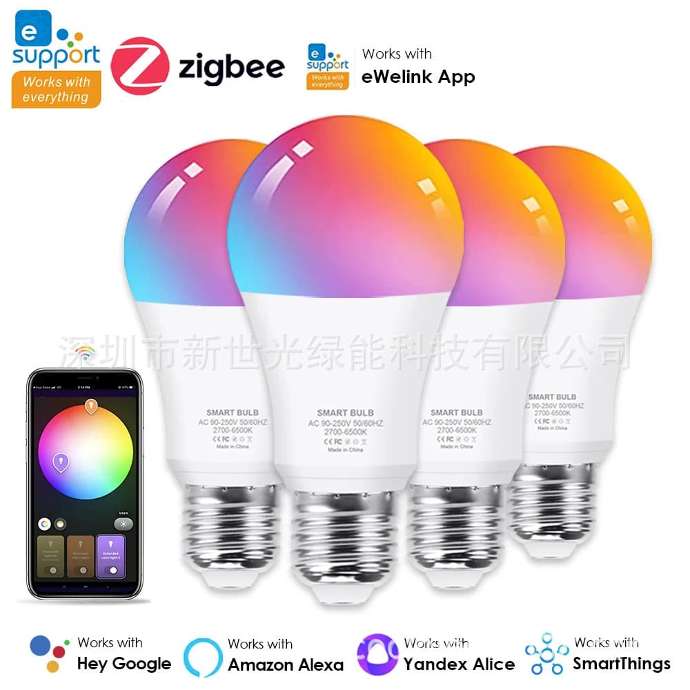 In stock smart Yiwei link zigbee light bulb alexa google home voice control app wifi smart light 1