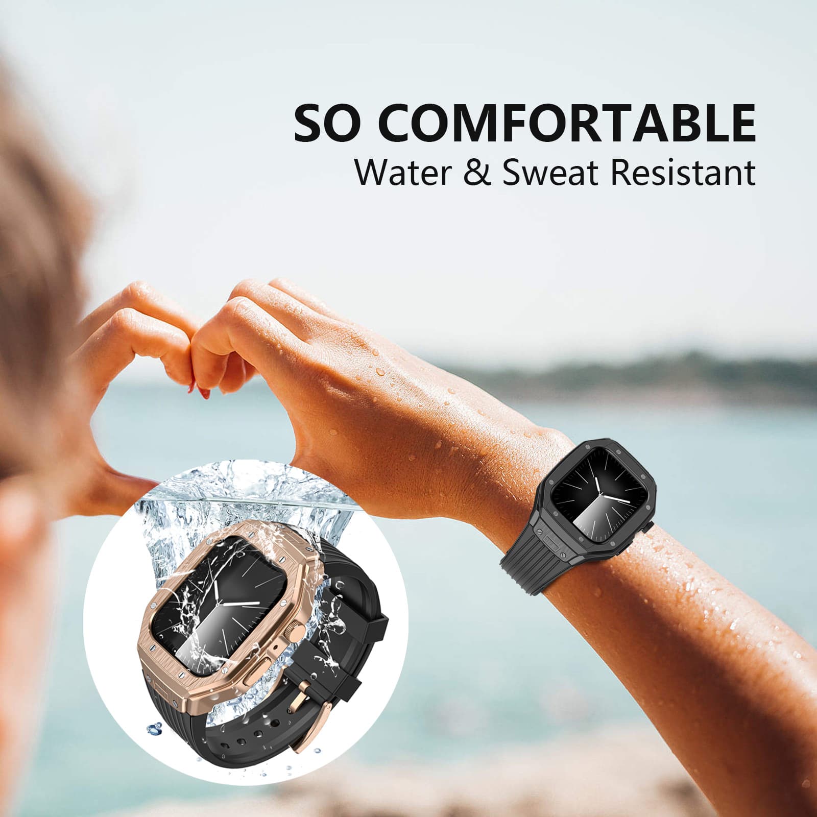 Suitable for Apple Watch 6~11 generation metal case TPU integrated strap, modified to Richard strap in seconds 5