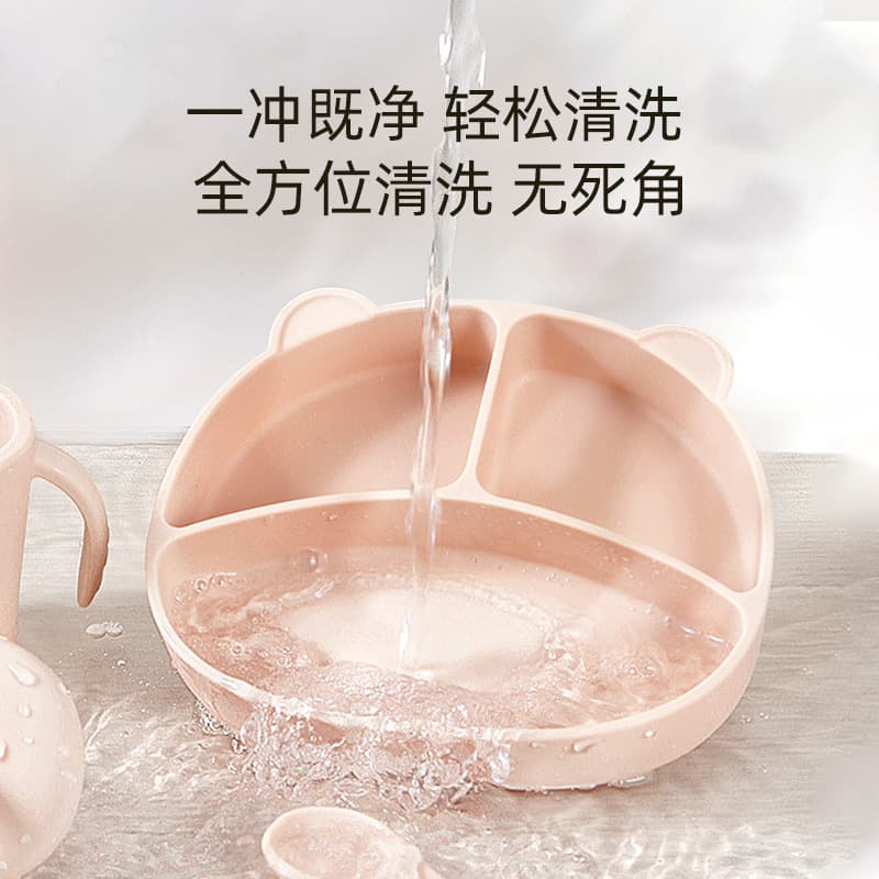 Baby and child silicone dinner plate compartmented dinner plate cartoon shape with suction cup baby feeding dinner plate food grade easy to clean 4