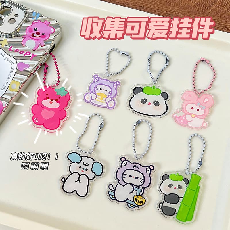 Cartoon keychain student trendy acrylic backpack decoration pendant cute panda car key chain pendant 1