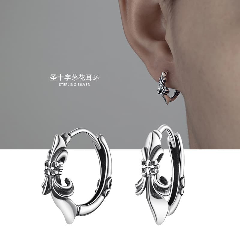 Cross earrings for men and women, fashionable and high-end earrings, retro old earrings, trendy Yiwu best-selling jewelry accessories 4