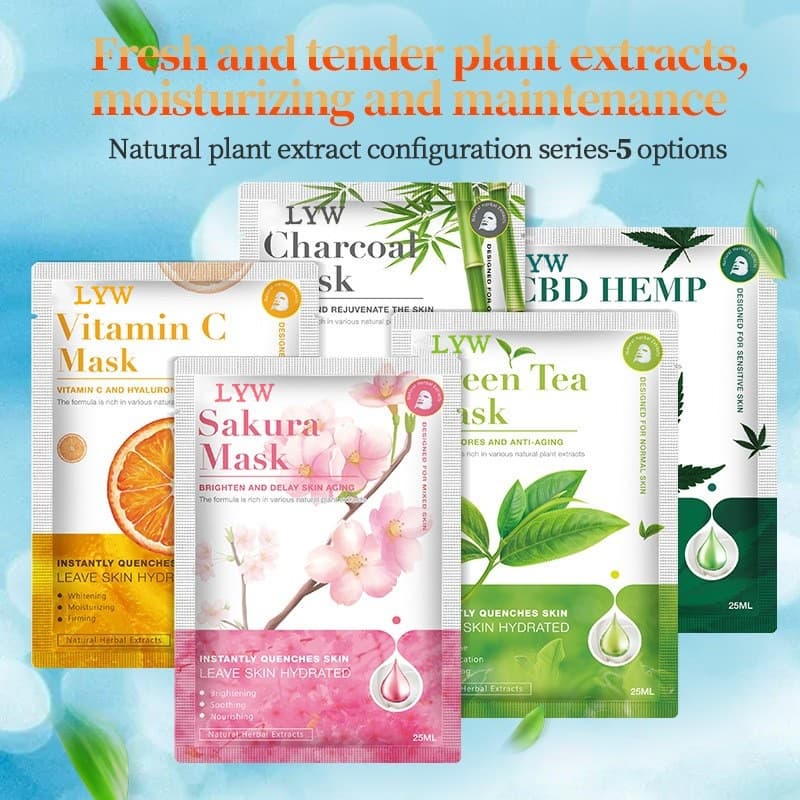 Cross-border plant mask green tea vitamin C hydrating and moisturizing bamboo charcoal cleansing foreign trade patch fruit mask spot wholesale 2