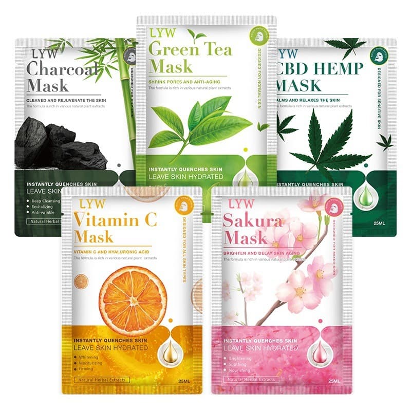 Cross-border plant mask green tea vitamin C hydrating and moisturizing bamboo charcoal cleansing foreign trade patch fruit mask spot wholesale 3