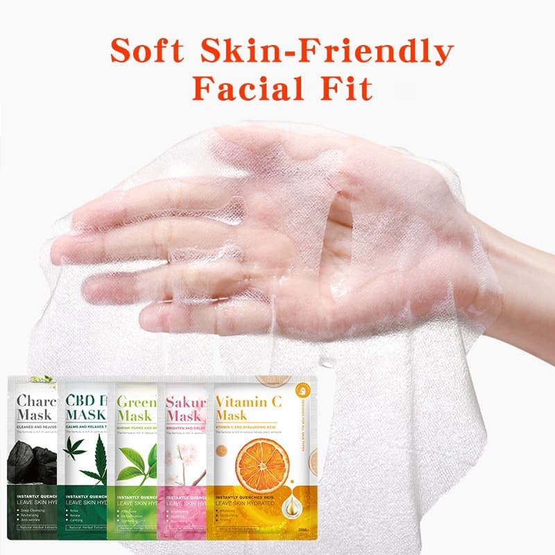Cross-border plant mask green tea vitamin C hydrating and moisturizing bamboo charcoal cleansing foreign trade patch fruit mask spot wholesale 4