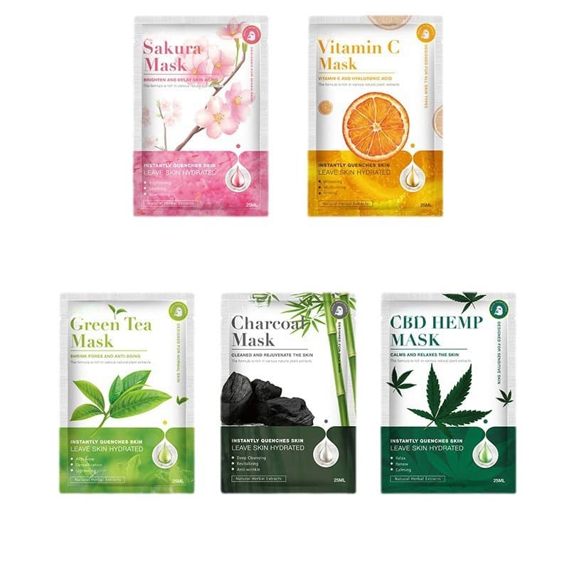 Cross-border plant mask green tea vitamin C hydrating and moisturizing bamboo charcoal cleansing foreign trade patch fruit mask spot wholesale 6