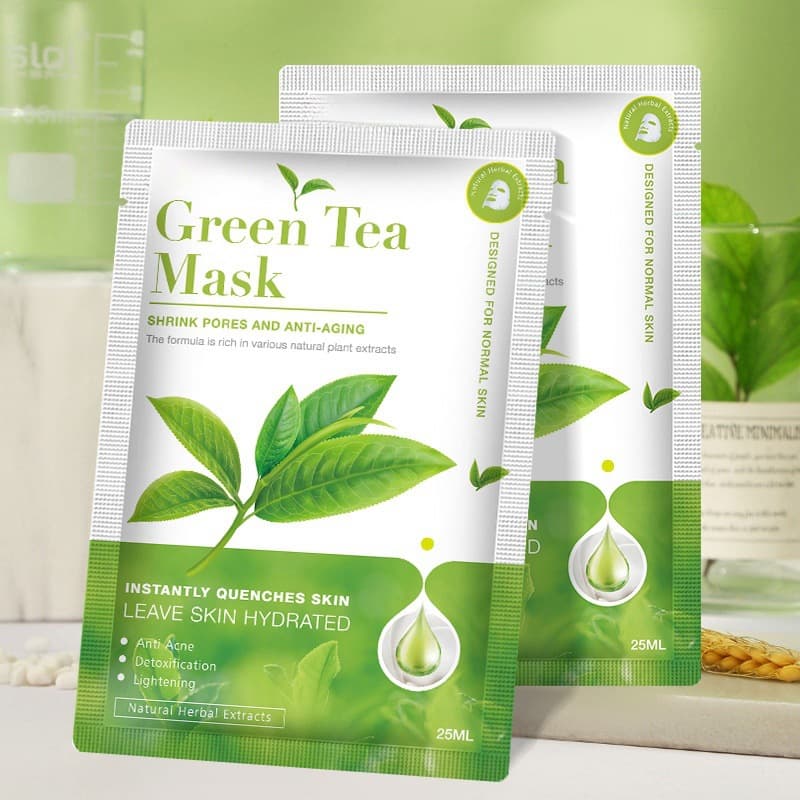 Cross-border plant mask green tea vitamin C hydrating and moisturizing bamboo charcoal cleansing foreign trade patch fruit mask spot wholesale 10