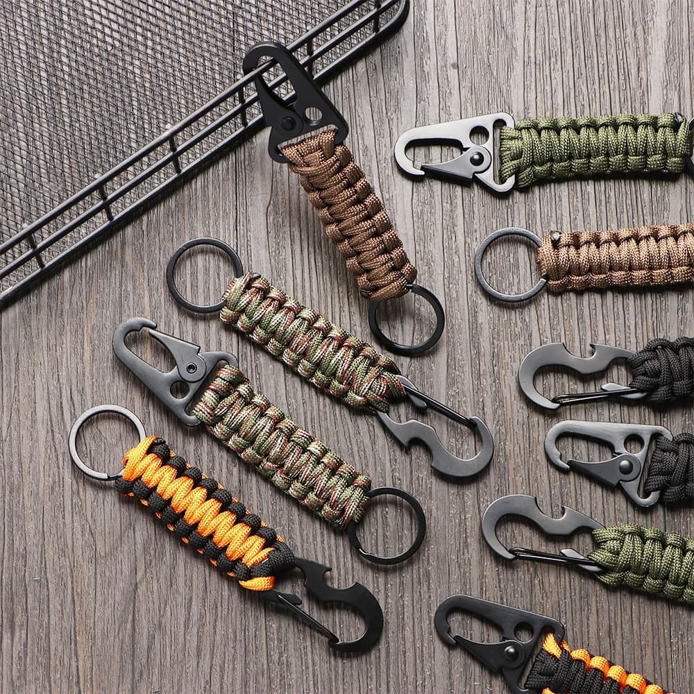 Outdoor climbing parachute rope Beetle parachute rope hand-woven key buckle emergency carabiner hawkbill buckle key chain 3