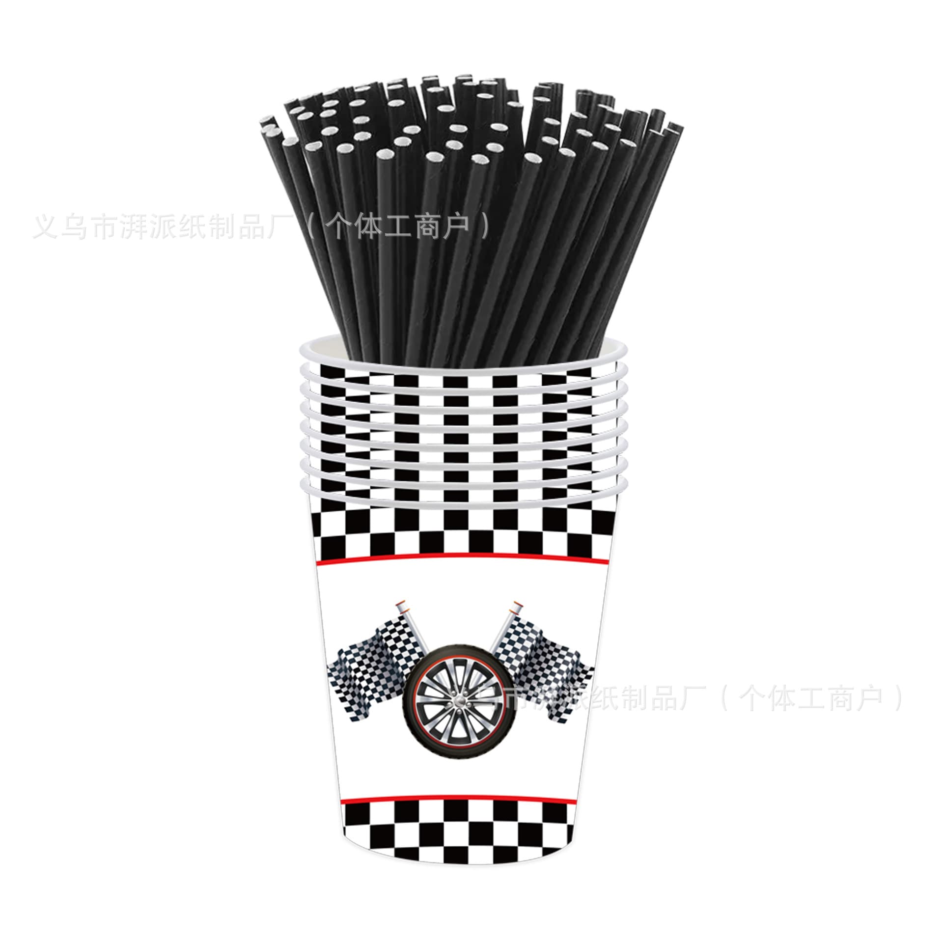 Black and white racing wheel theme disposable tablecloth paper plate birthday holiday party decoration props supplies 8