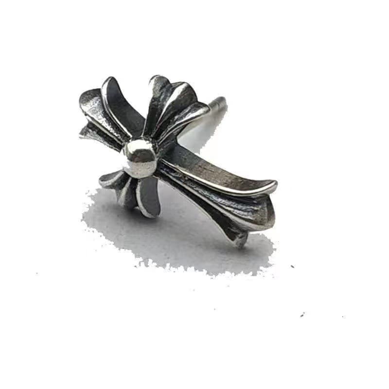 Trendy brand Crow Square Cross Earrings Cross Flower Ear Bone Skull Man S925 Silver Needle Factory Wholesale 7
