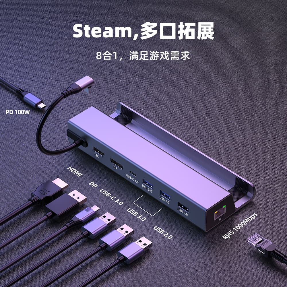 steamdeck4k gigabit switch charging base game controller bracket typec charger hub 1