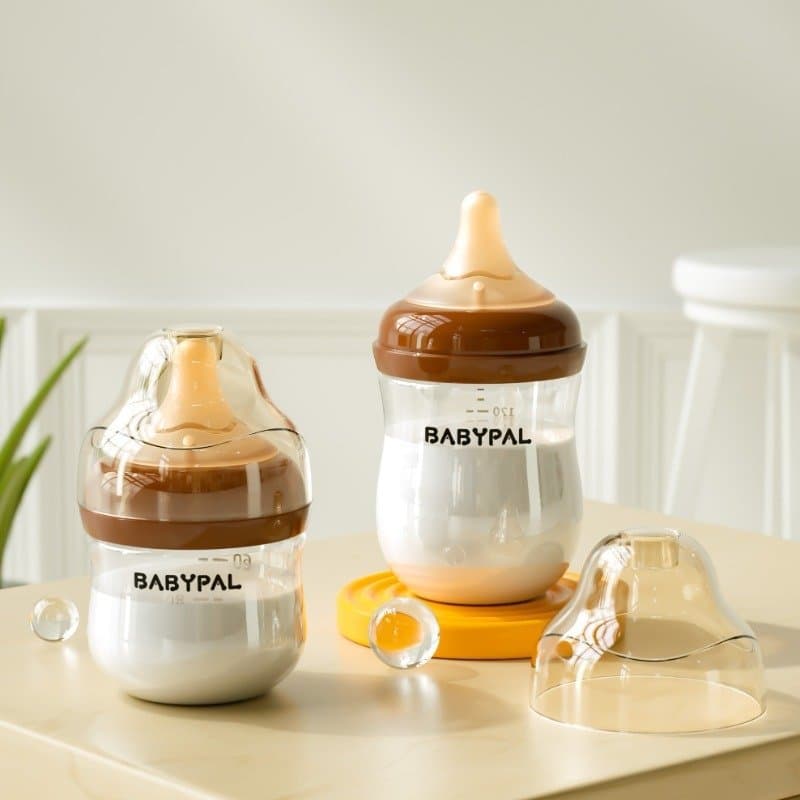 [Same style] Newborn wide-diameter bottom air-return bottle genuine crystal diamond glass bottle silicone pacifier 9