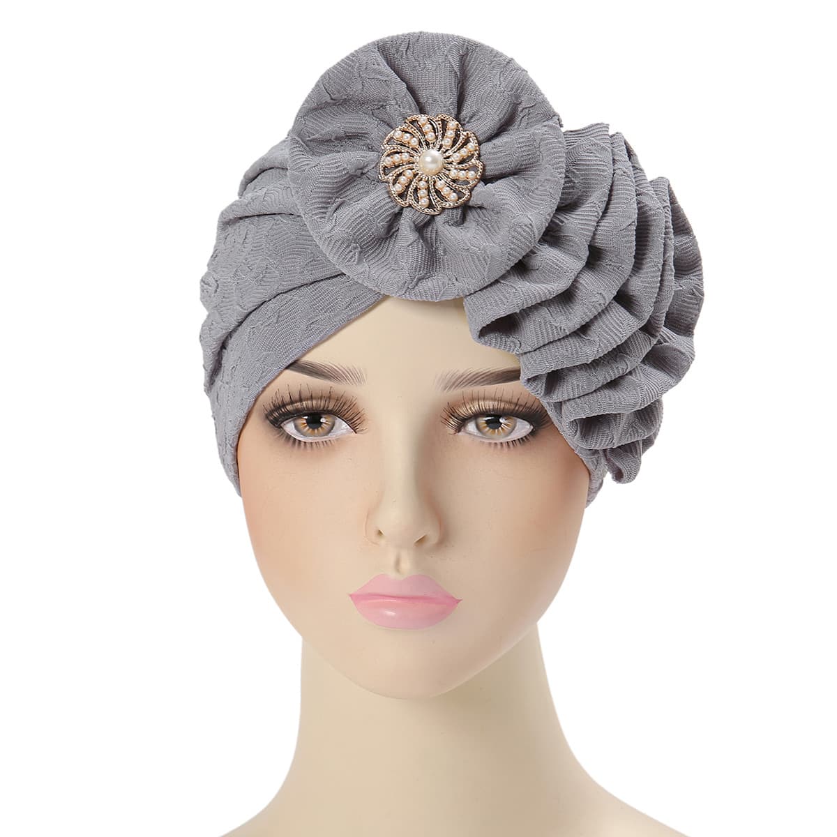 European and American new fashionable four-season multi-color flower alloy accessories wrinkled long strip single-sided appliqué turban hat 10