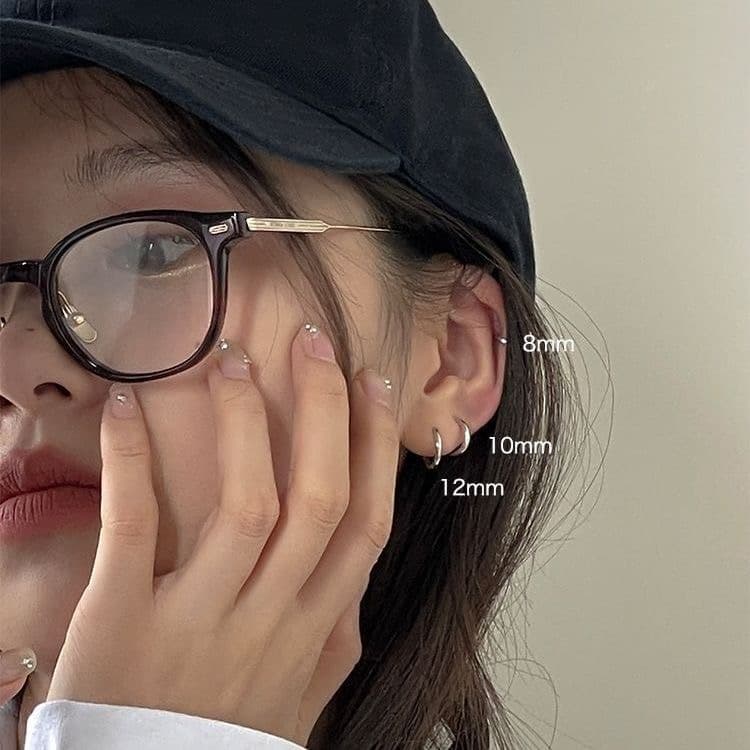 S925 Silver Earrings Earrings Ear Bone Nails Women's Ear Holes Niche High-Quality Element Circle Earrings Earrings Earrings Earrings Women 6