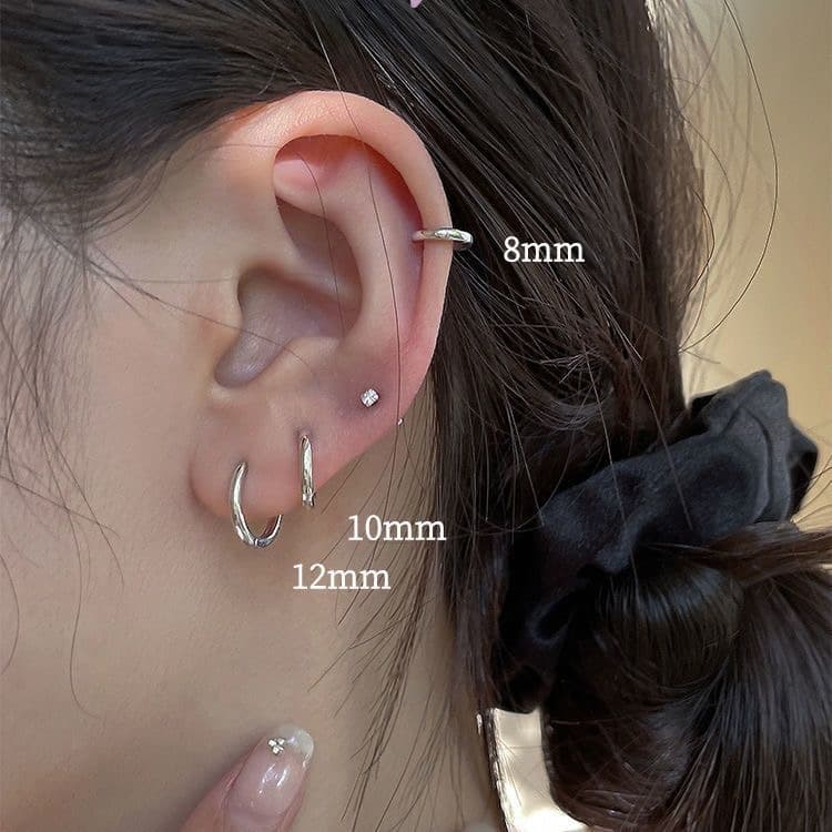 S925 Silver Earrings Earrings Ear Bone Nails Women's Ear Holes Niche High-Quality Element Circle Earrings Earrings Earrings Earrings Women 1