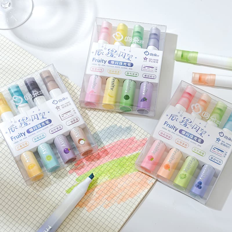 High-value glitter pearl pen for students, cute eye protection boxed highlighter, creative highlight marker, marker pen 1