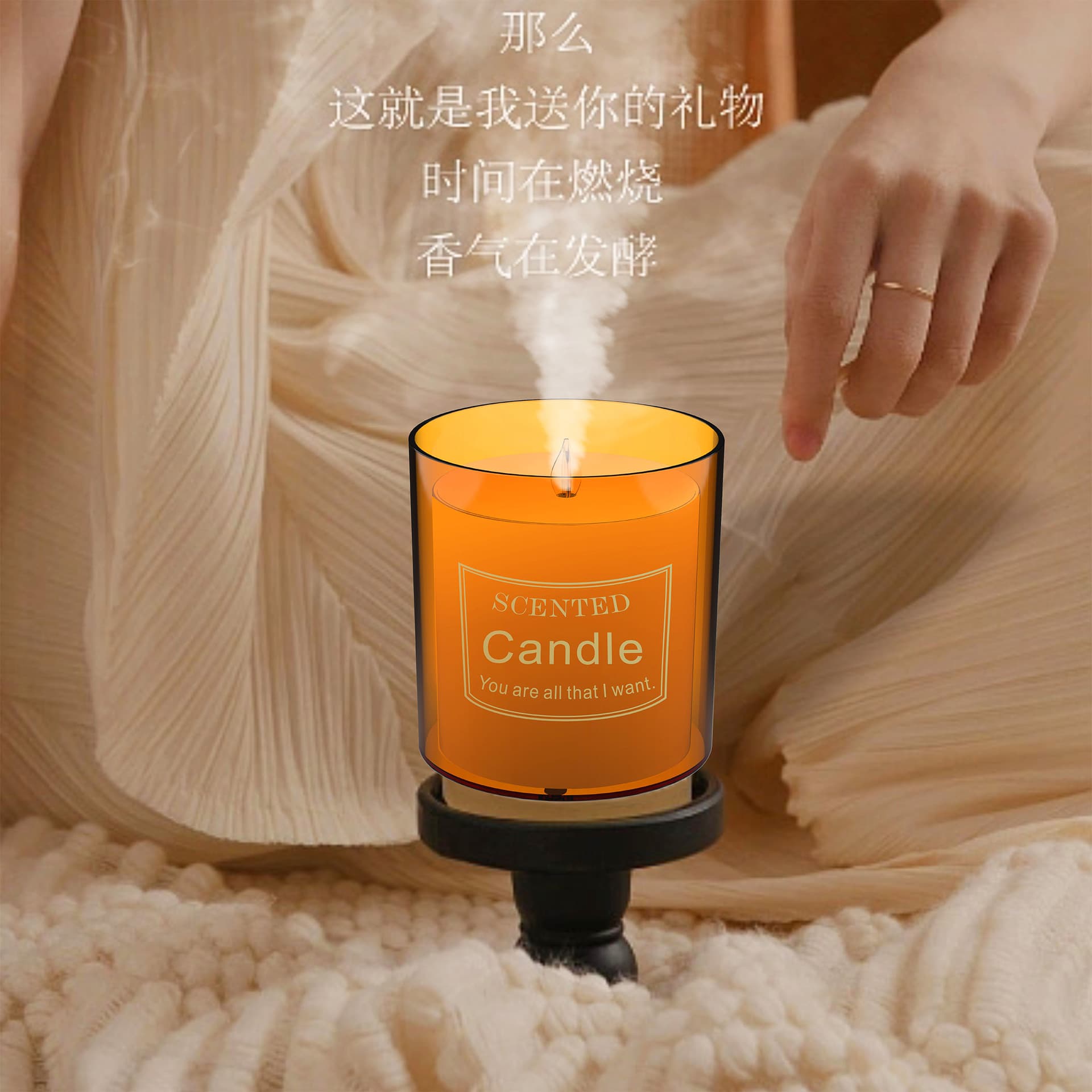 New candle simulation flame aromatherapy machine usb home desktop atmosphere light humidifier aromatherapy machine cross-border 8