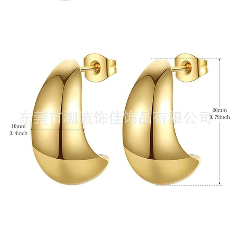 316 Stainless Steel Cross Border 14k Gold Plated Women's Gold Hoop Earrings Lightweight Hollow Open Hoop Water Drop Teardrop 3