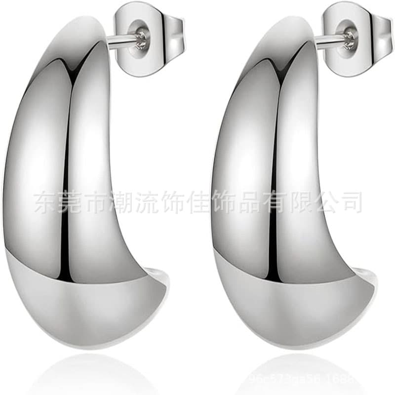 316 Stainless Steel Cross Border 14k Gold Plated Women's Gold Hoop Earrings Lightweight Hollow Open Hoop Water Drop Teardrop 4