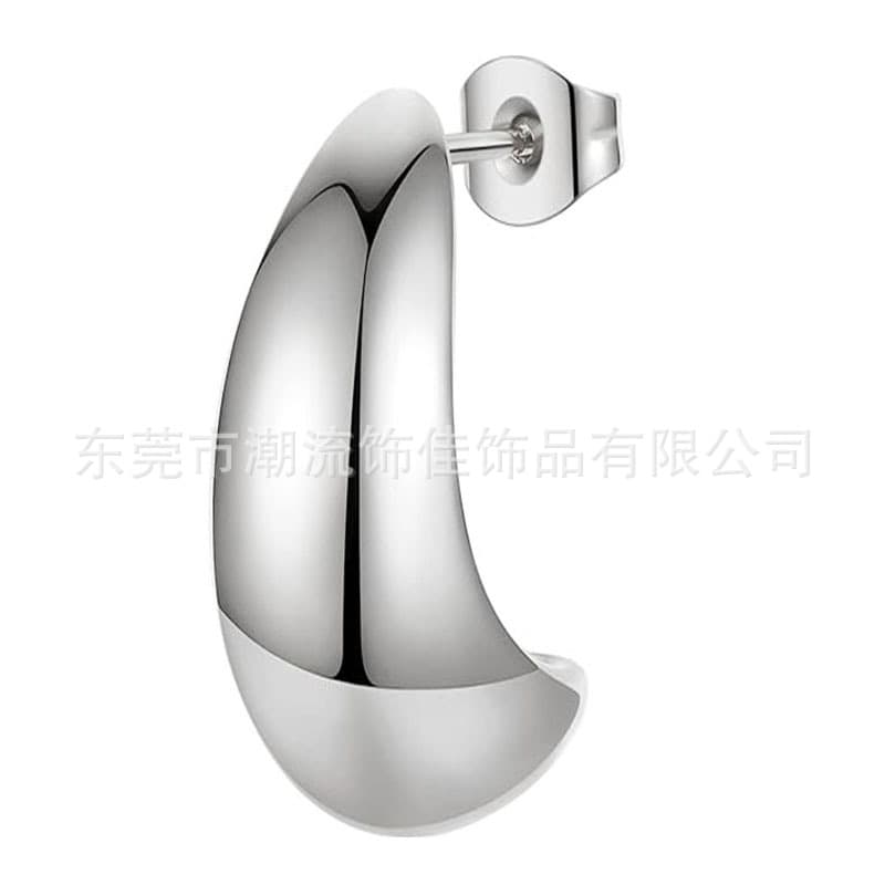 316 Stainless Steel Cross Border 14k Gold Plated Women's Gold Hoop Earrings Lightweight Hollow Open Hoop Water Drop Teardrop 8