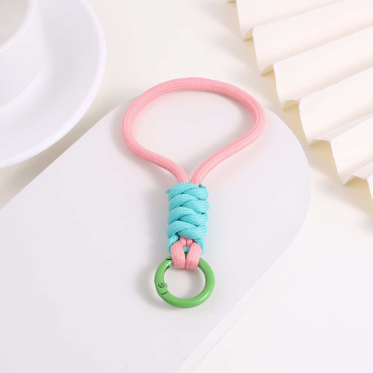 Lanyard keychain colorful short color block knotted braid exquisite storage trend fashion 9