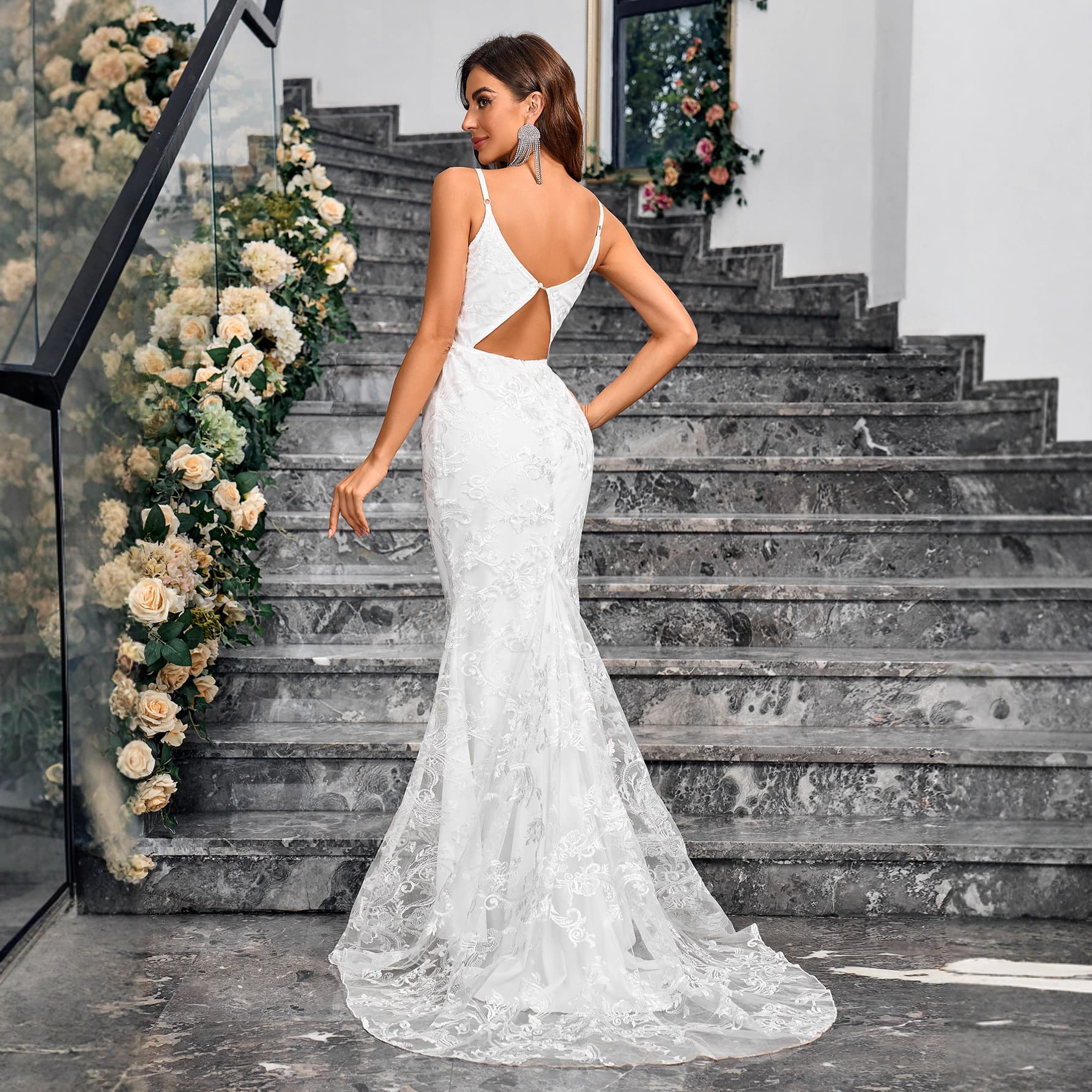 Cross-border European and American dresses Amazon sexy banquet party wedding slim fit hip-hugging bridesmaid small tail dress 3