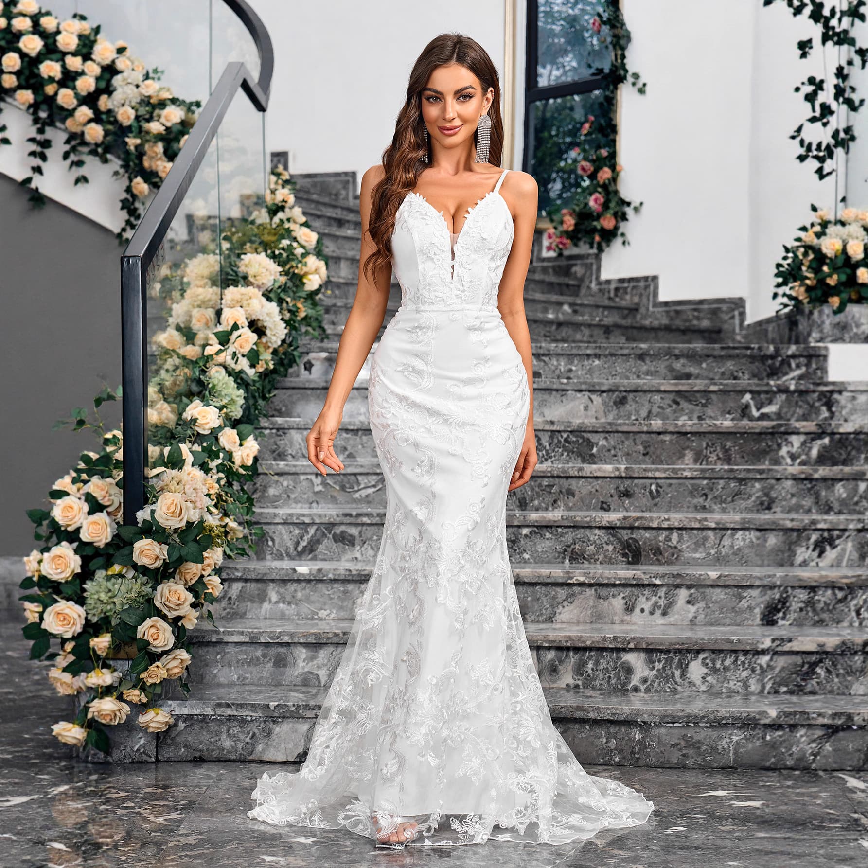 Cross-border European and American dresses Amazon sexy banquet party wedding slim fit hip-hugging bridesmaid small tail dress 4