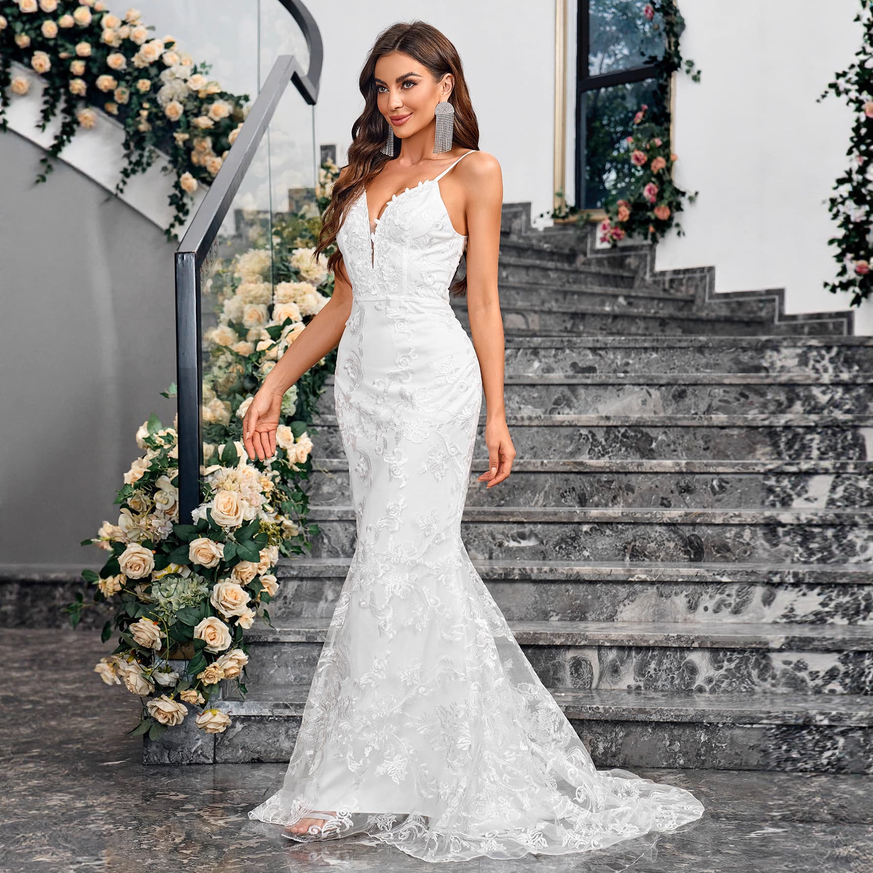 Cross-border European and American dresses Amazon sexy banquet party wedding slim fit hip-hugging bridesmaid small tail dress 6