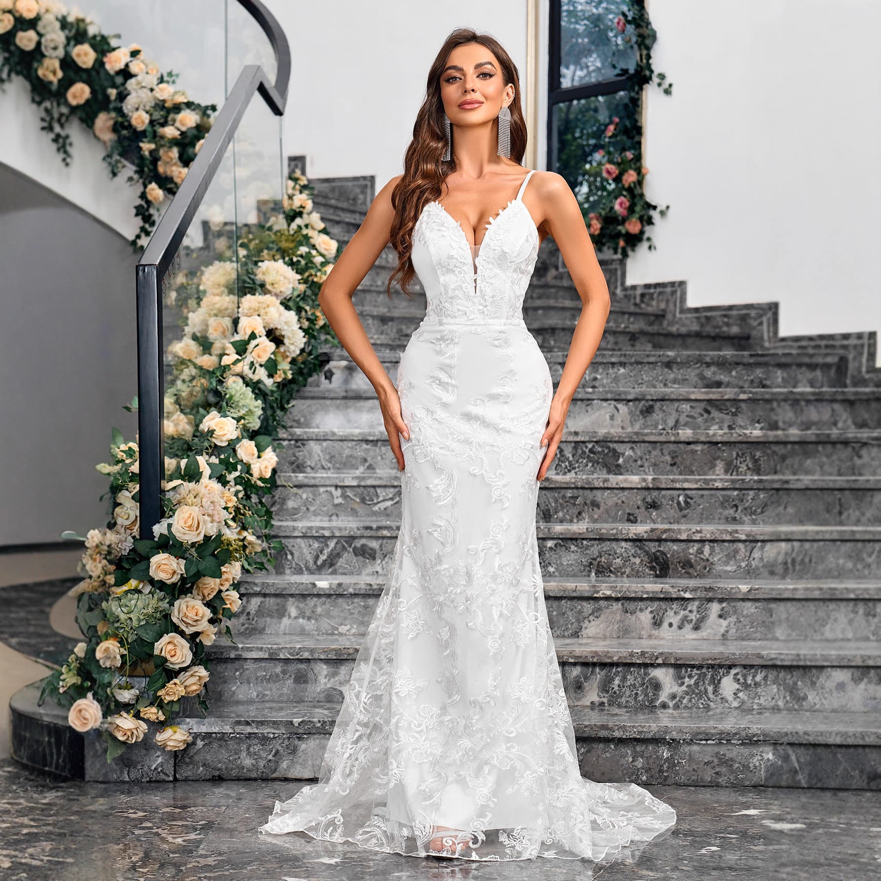 Cross-border European and American dresses Amazon sexy banquet party wedding slim fit hip-hugging bridesmaid small tail dress 1