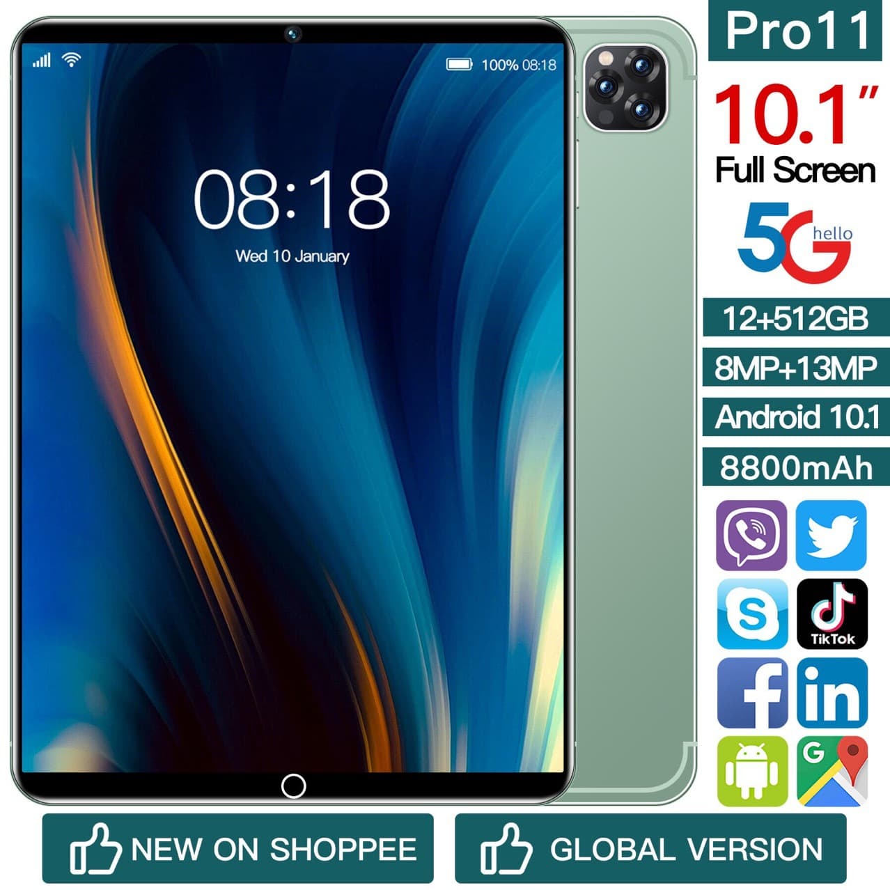 2025 new in-stock cross-border 10-inch tablet computer originated from Google English system Android ten-core high-definition screen 1
